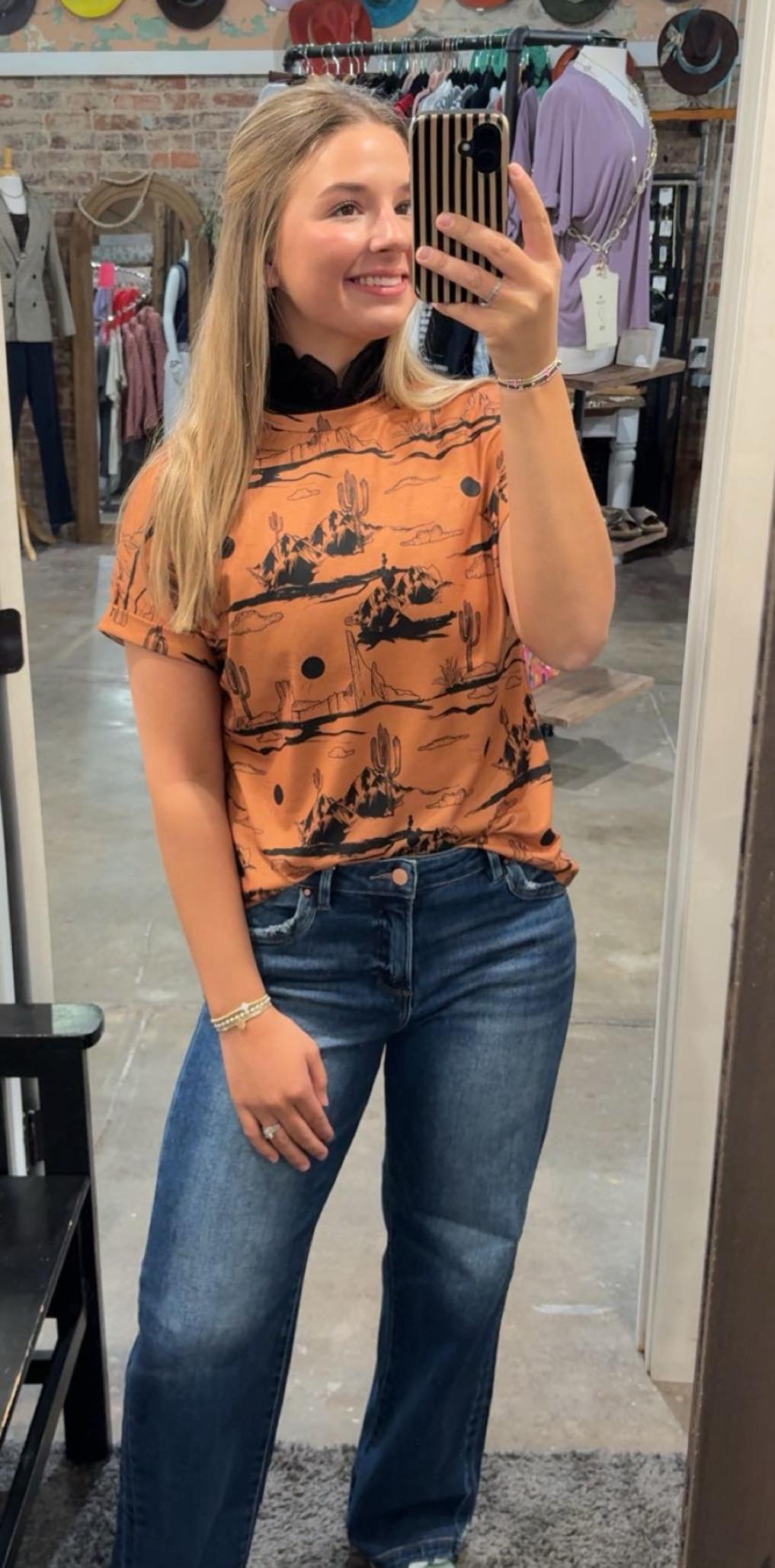 Lets Get Western Rust Short Sleeve Top
