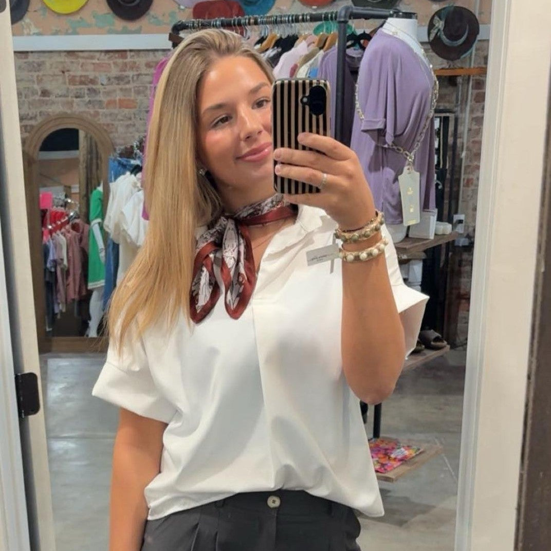 The Gwen White Short Sleeve Blouse