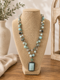 genuine stone light turquoise mint layered necklace