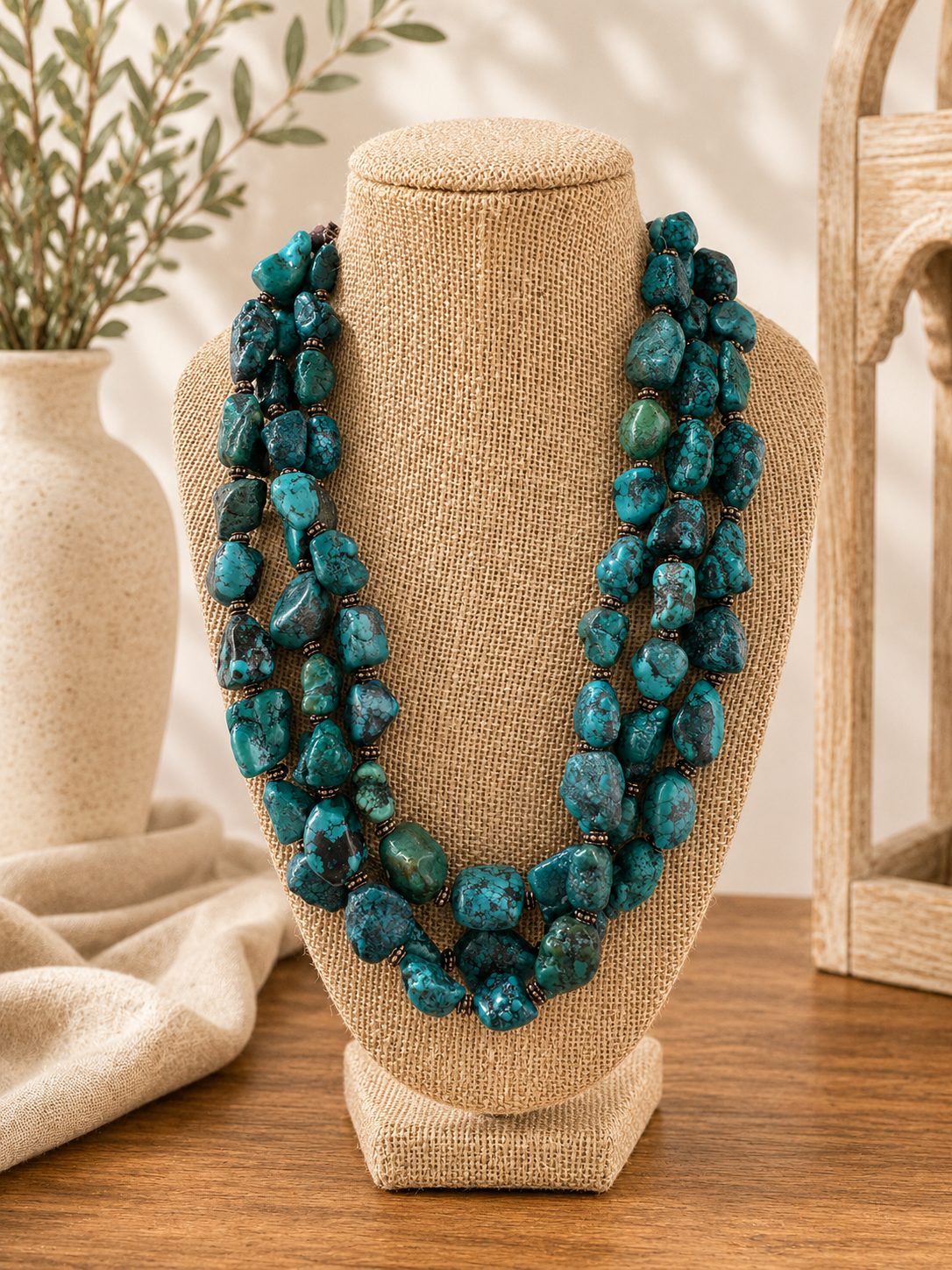Turquoise multi strand necklace