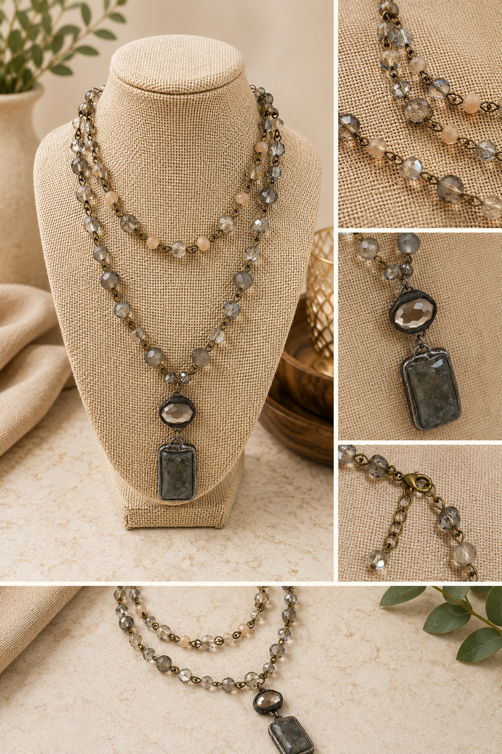 Layered multi strand design necklace