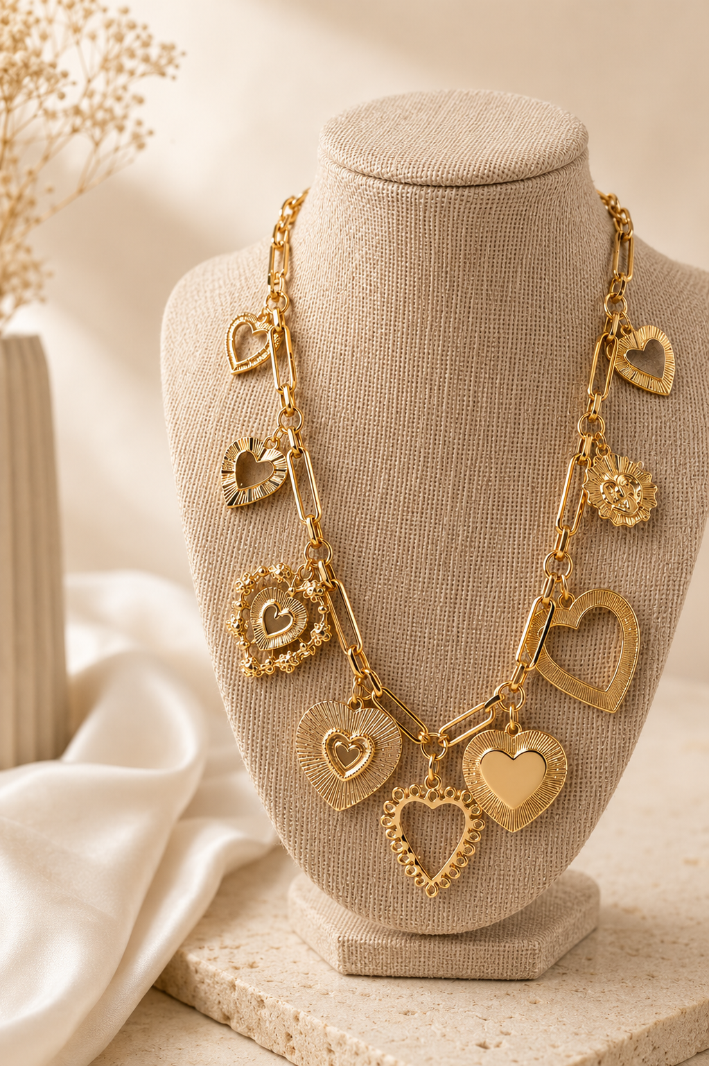Multi heart charm necklace