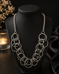 textured interlocking ring necklace