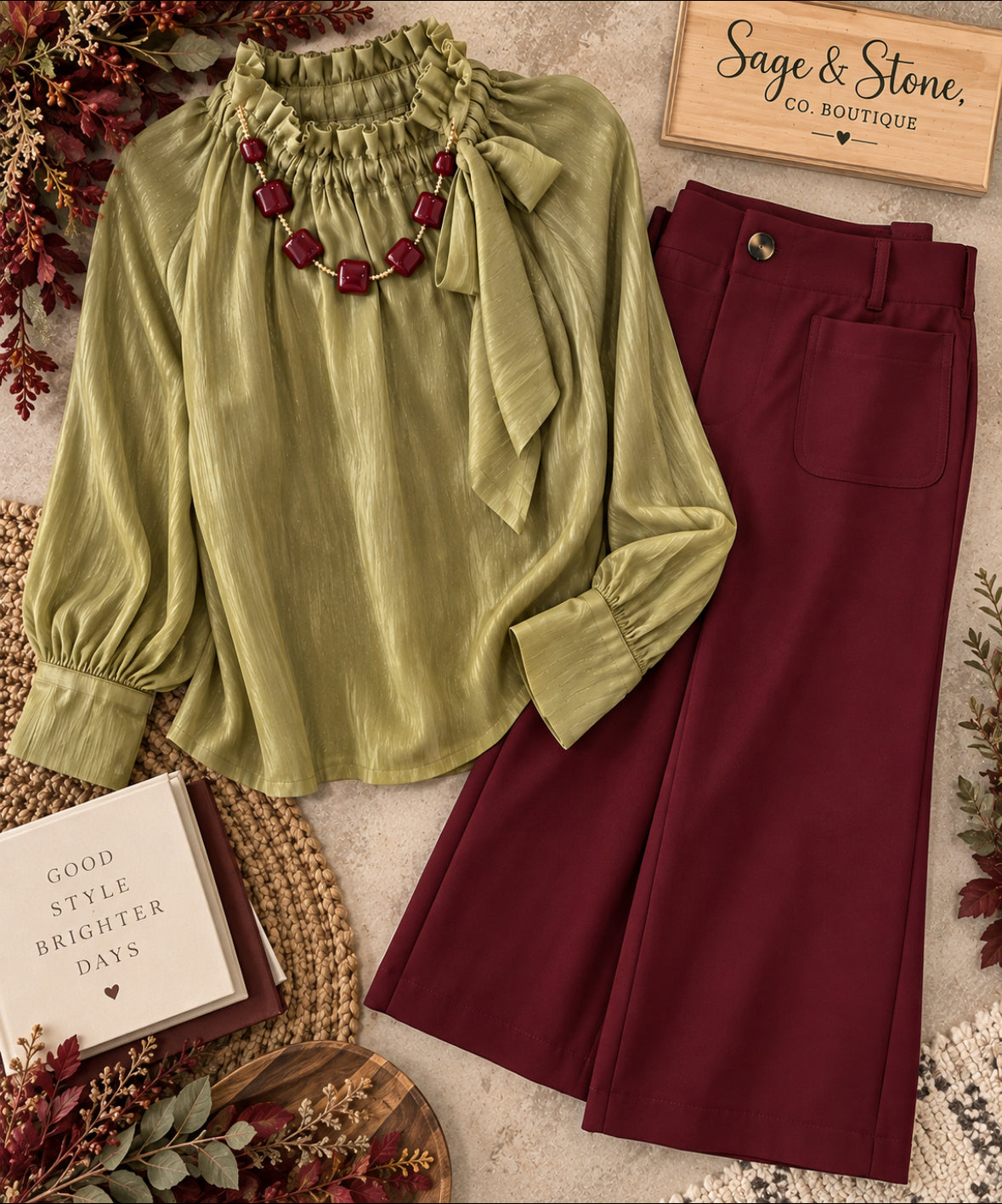 Olive Chartreuse Satin Top