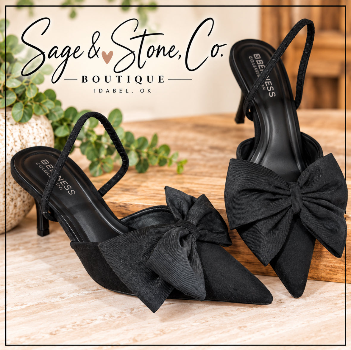 Black Kitten Heel