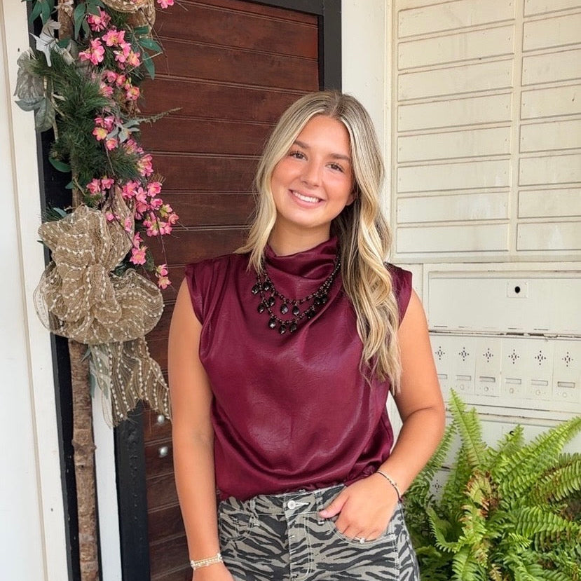 Sleeveless Wine Top