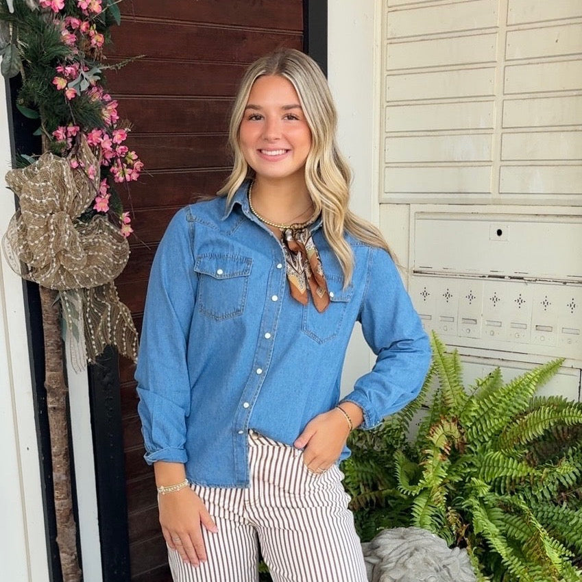 Long Sleeve Denim Top