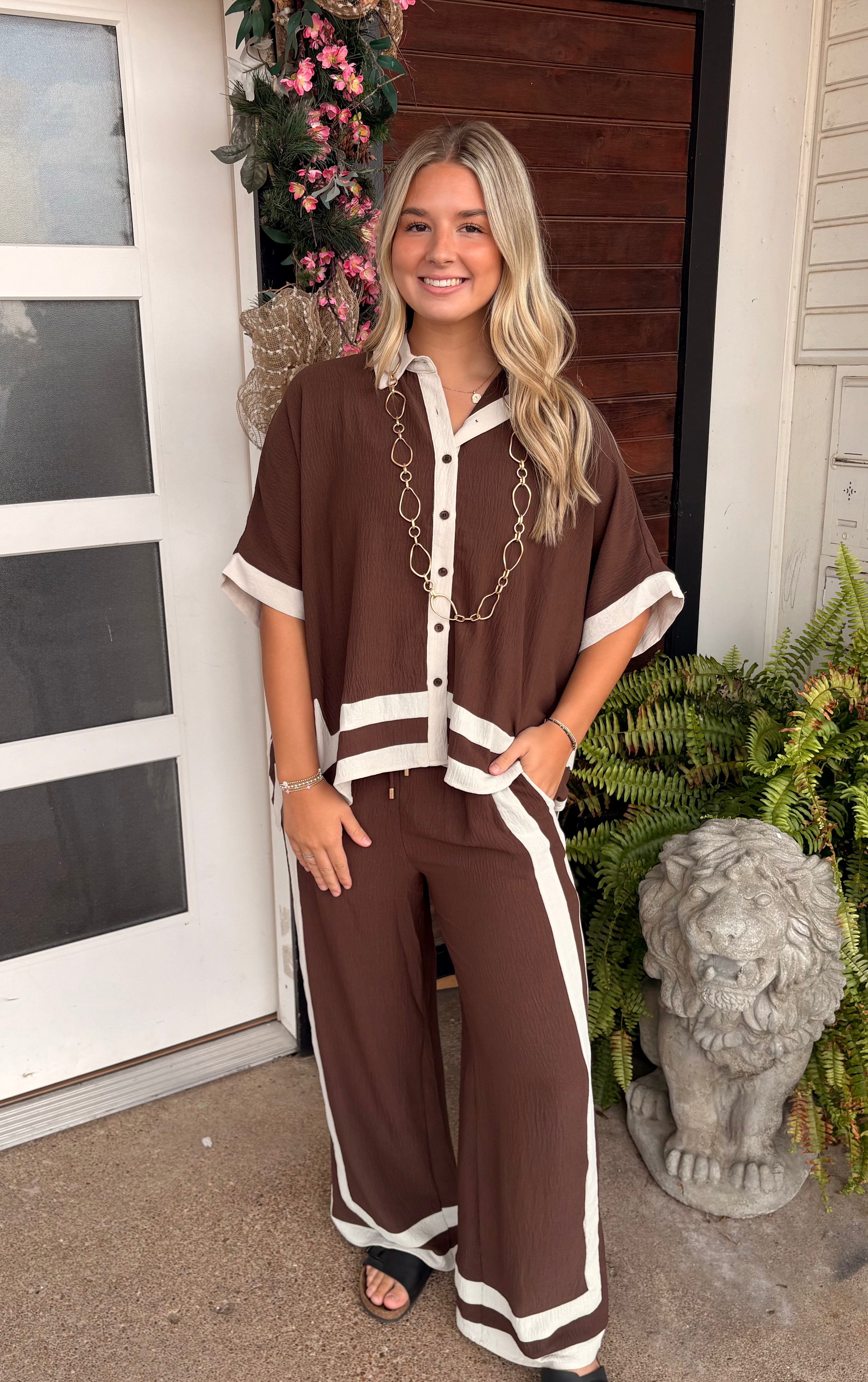 Brown/White Striped Set
