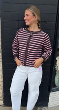 Pink and Brown stripped cardigan sweater