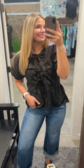 Western Bow Peplum Top