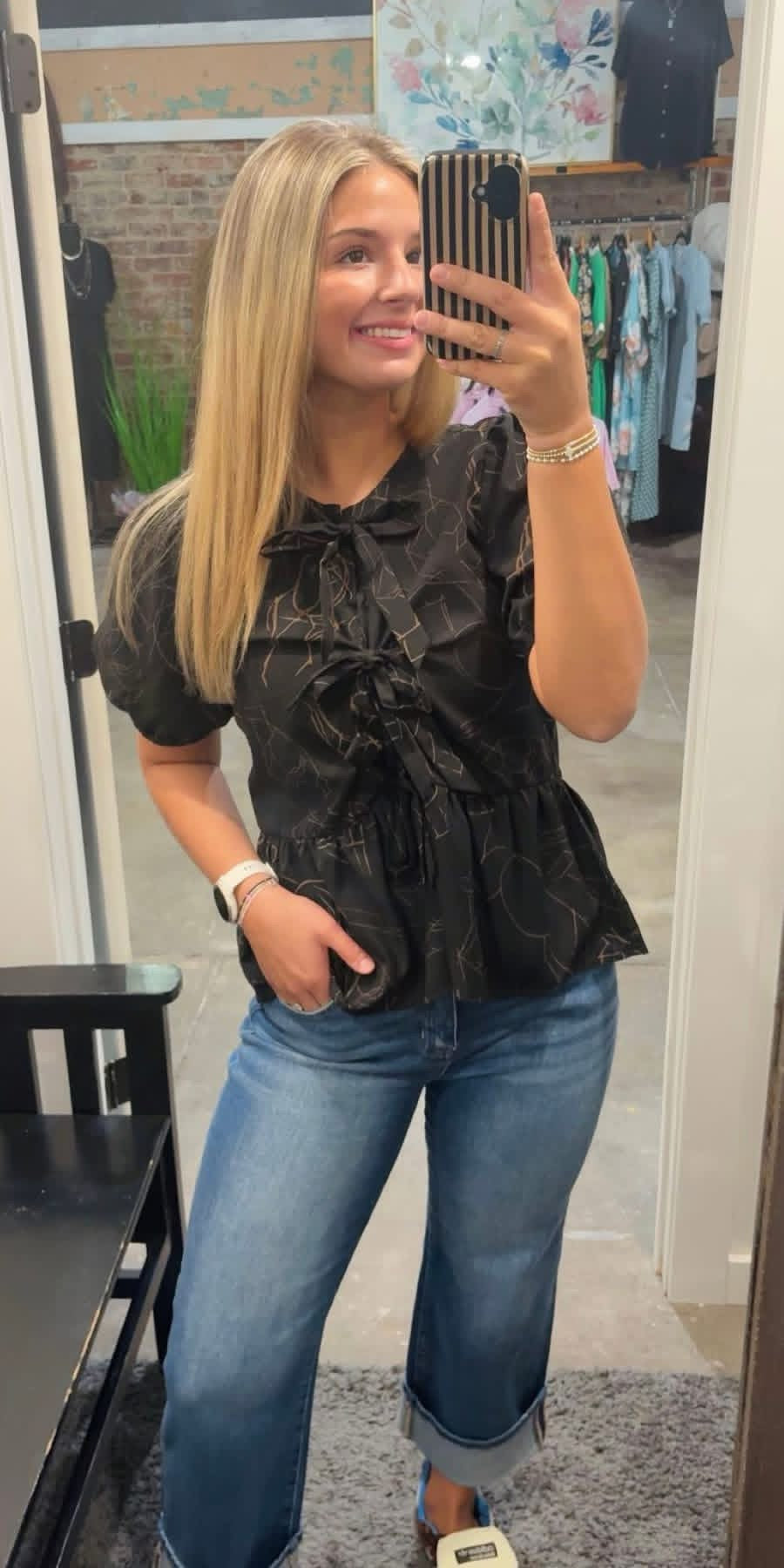 Western Bow Peplum Top