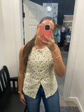 Blue Floral Button Vest