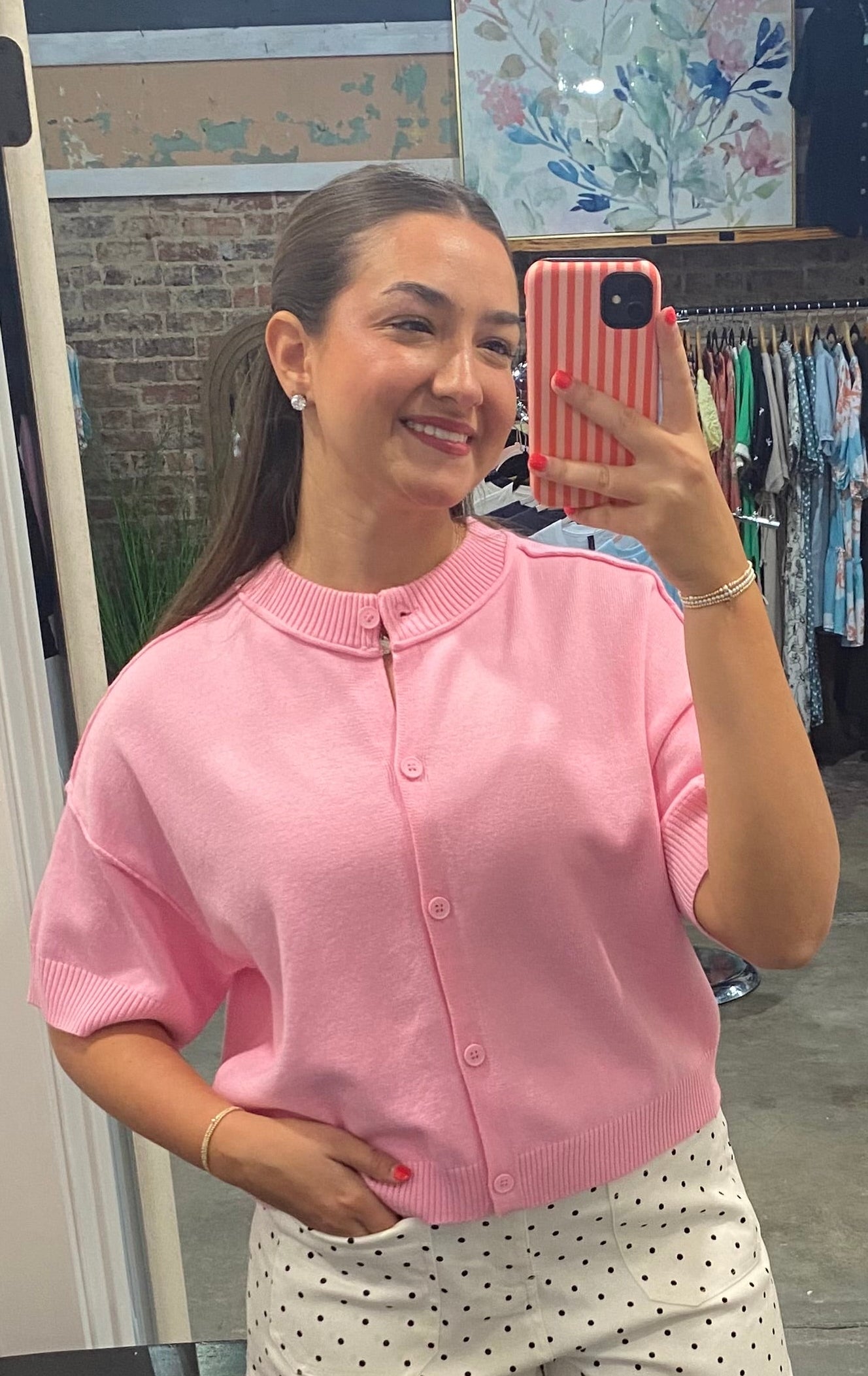 Bubblegum Pink Cardigan Top