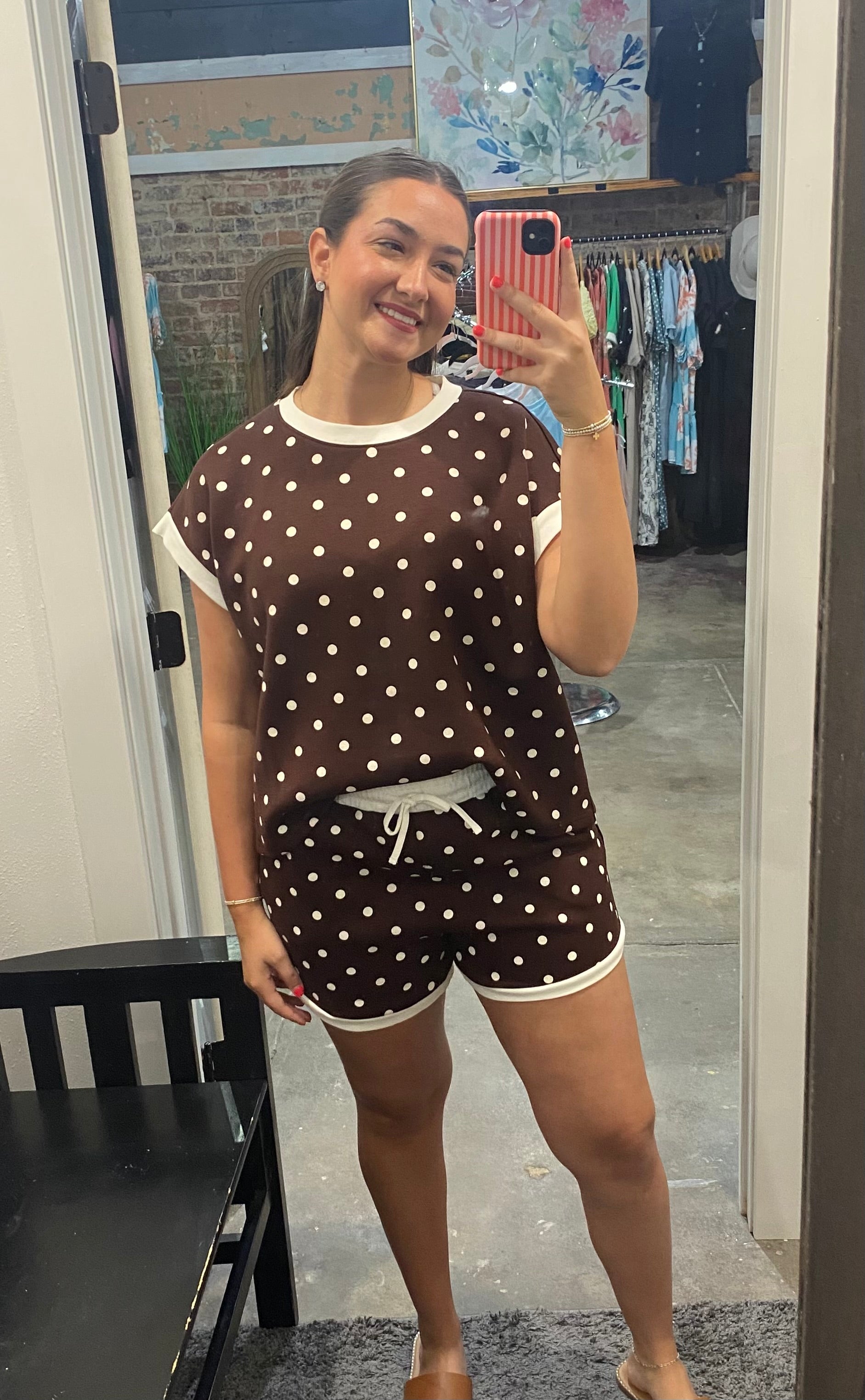 Brown Polka Dot Lounge Set