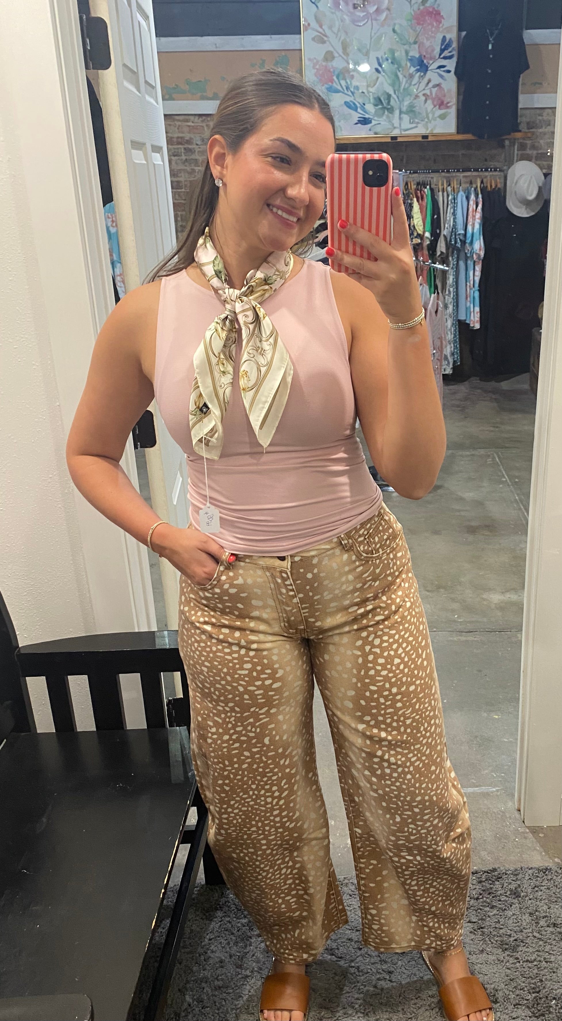 Deer Print Barrel Jeans