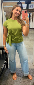 Olive Side-Tie Top