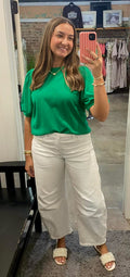 Kelly Green Puff Sleeve Top
