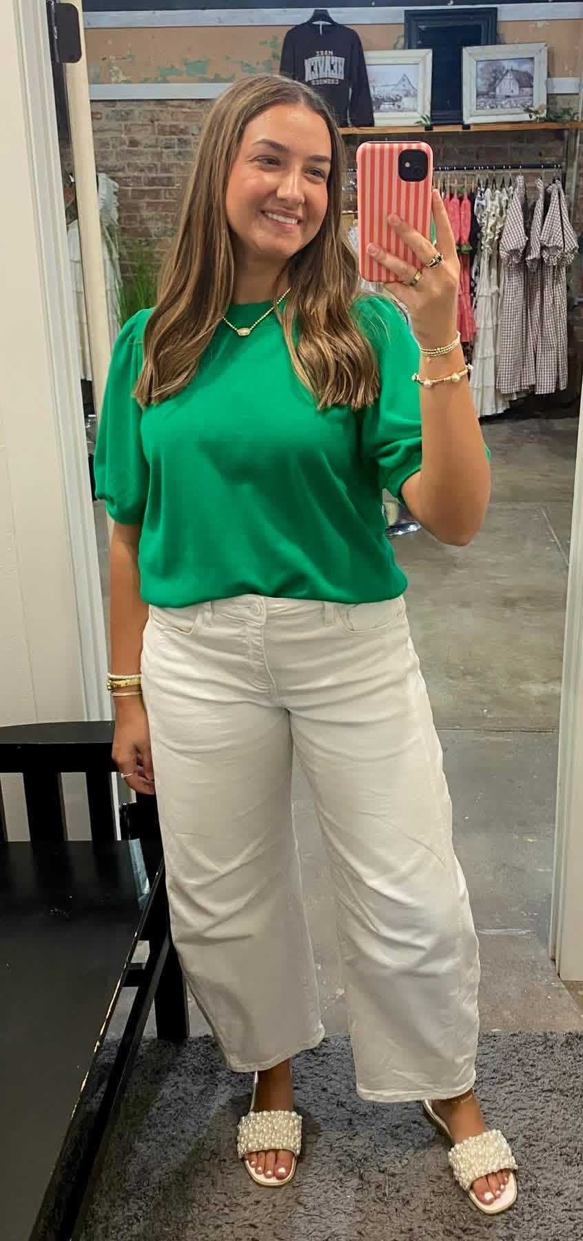 Kelly Green Puff Sleeve Top