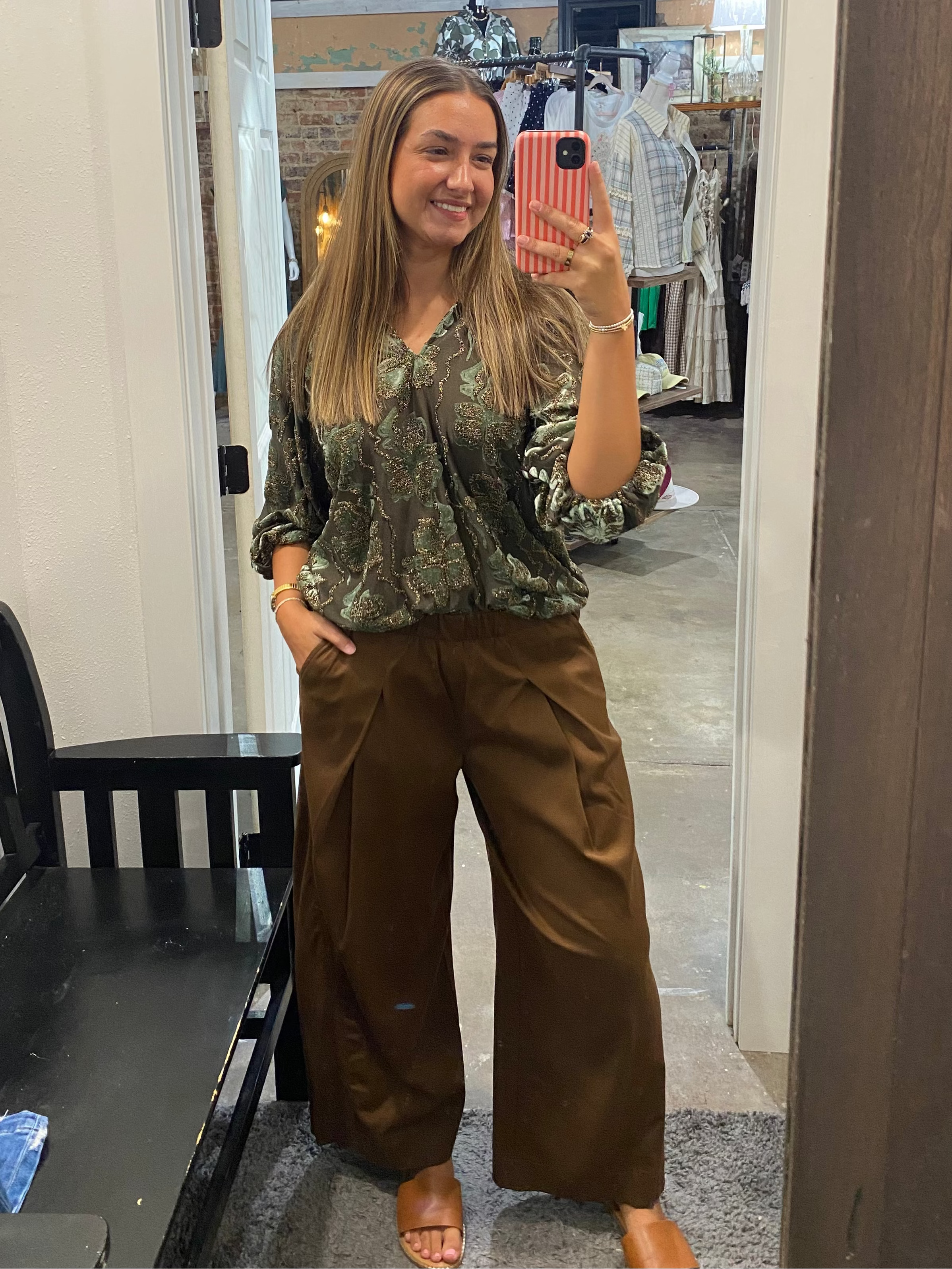 Brown Pleated Pant