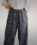 Black Horseshoe Print Wide-Leg Pants