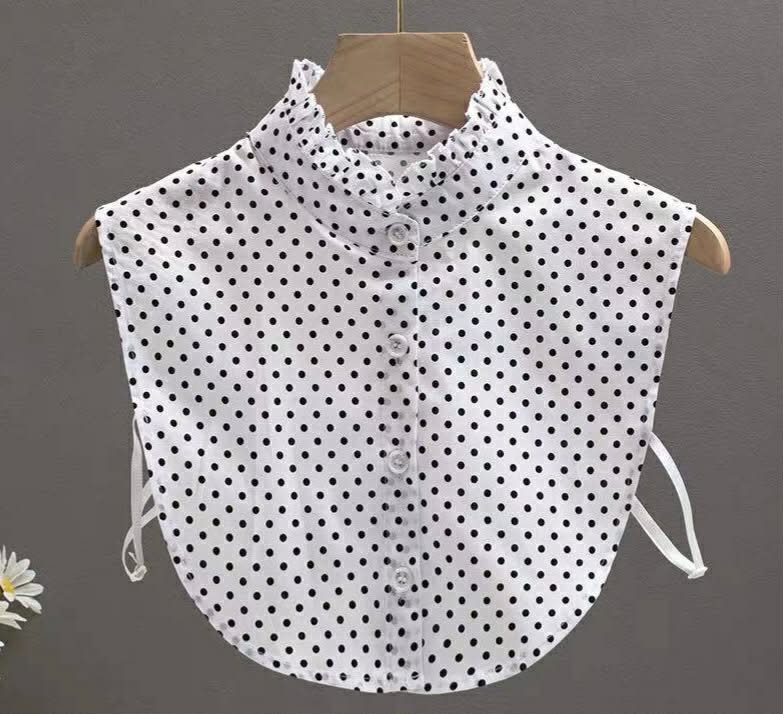 White Polka Dot Ruffle Collar Dickie