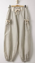 Ivory Striped Bow Pocket Pants